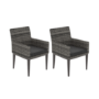 GRADE A1 - 2 Dark Grey Rattan Garden Dining Chairs - Aspen 