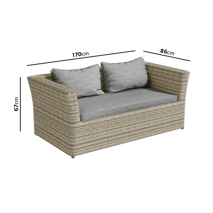 ONLY OPENED - 6 Seater Light Grey Rattan Garden Sofa Set - Fortrose