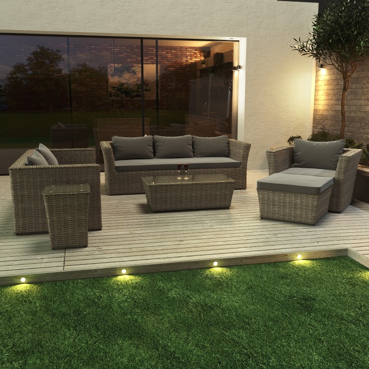 6 Seater Grey Rattan Garden Sofa Set  - Fortrose