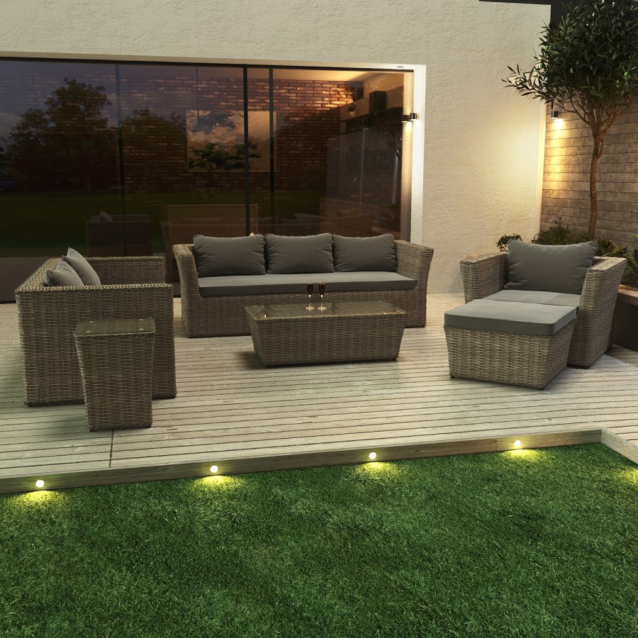 6 Seater Grey Rattan Garden Sofa Set  - Fortrose