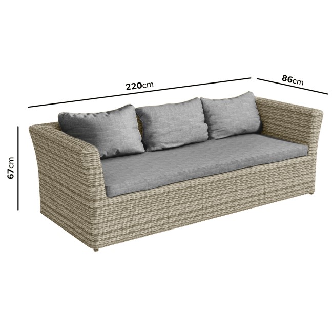 ONLY OPENED - 6 Seater Light Grey Rattan Garden Sofa Set - Fortrose