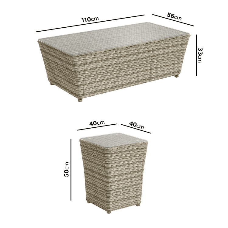 6 Seater Grey Rattan Garden Sofa Set  - Fortrose