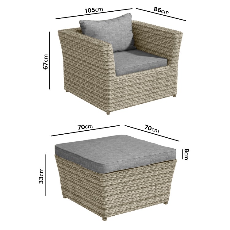 ONLY OPENED - 6 Seater Light Grey Rattan Garden Sofa Set - Fortrose