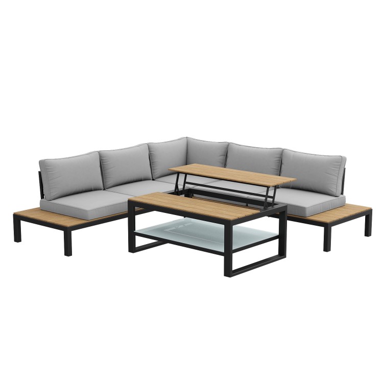 GRADE A1 - Grey Garden Corner Sofa Set with Adjustable Table - Como