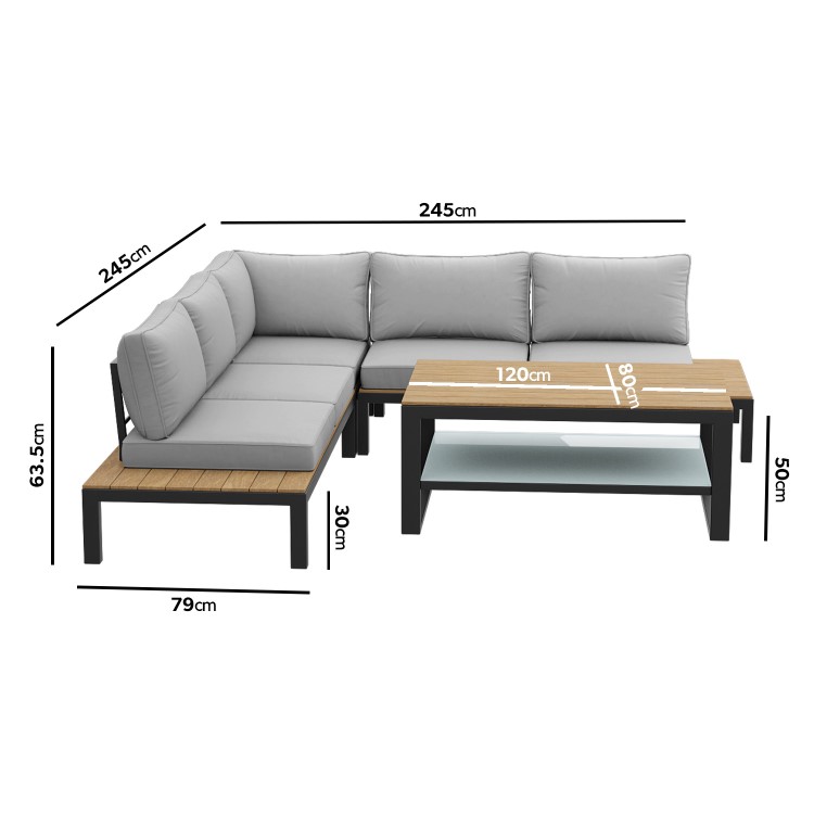 GRADE A1 - Grey Garden Corner Sofa Set with Adjustable Table - Como