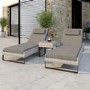 ONLY OPENED - Pair of Grey Rattan Reclining Sun Lounger Set - Como