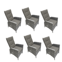 GRADE A1 - 6 Grey Rattan Reclining Garden Chairs - Aspen GRADE A1 - 6 Grey Rattan Reclining Garden Chairs - Aspen