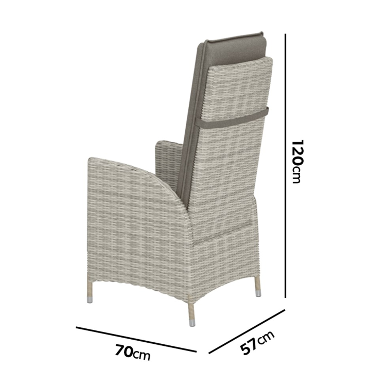 GRADE A1 - 6 Grey Rattan Reclining Garden Chairs - Aspen