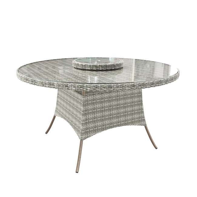 GRADE A1 - 2 Seater Grey Round Rattan Garden Dining Set with Table - Aspen