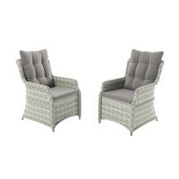 GRADE A1 - 2 Grey Round Rattan Garden Dining Chairs - Aspen