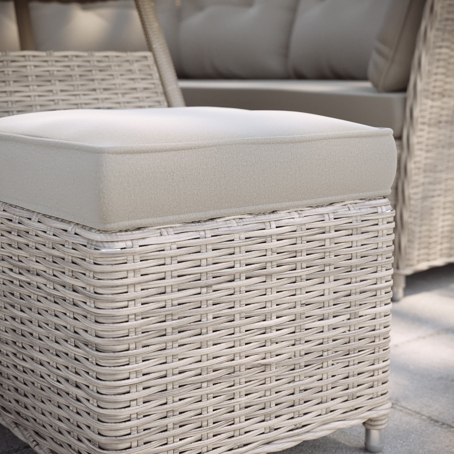 7 Seater Light Rattan Corner Sofa Set with 2 Stools and  Glass Table Top