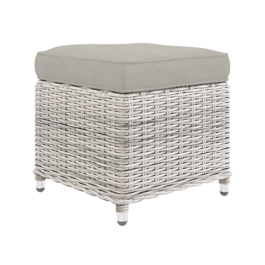 7 Seater Light Rattan Corner Sofa Set with 2 Stools and  Glass Table Top