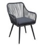 GRADE A1 - 4 Seater Black Rope Wicker Outdoor Dining Set with Parasol