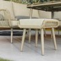 GRADE A1 - 8 Seater Beige Garden Corner Sofa Set with Rope Effect with Matching Dining Table and Parasol 