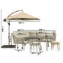 GRADE A1 - 8 Seater Beige Garden Corner Sofa Set with Rope Effect with Matching Dining Table and Parasol 