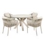 GRADE A1 - 4 Seater Beige Rope Round Garden Dining Set