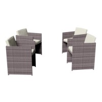 GRADE A1 - 4 Dark Grey Rattan Cube Garden Dining Chairs - Fortrose