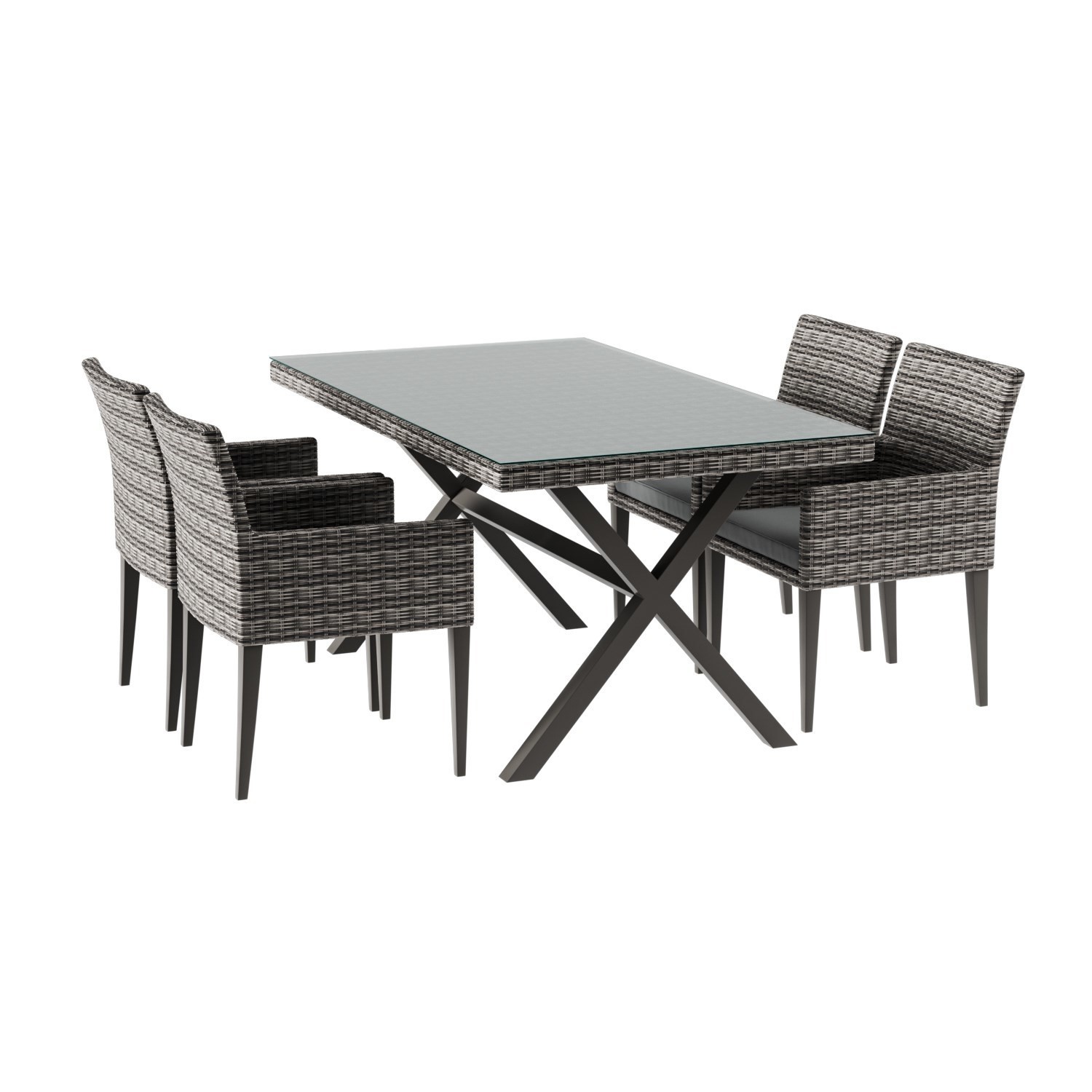 ONLY OPENED - 4 Seater Dark Grey Rattan Garden Dining Set - Aspen ...