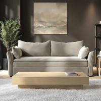 GRADE A1 - Beige Velvet 3 Seater Futon Sofa Bed with Storage - Gaia