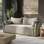 GRADE A1 - Beige Velvet 3 Seater Futon Sofa Bed with Storage - Gaia