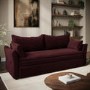 GRADE A1 - Burgundy Velvet 3 Seater Futon Sofa Bed with Storage - Gaia