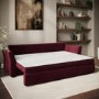 GRADE A1 - Burgundy Velvet 3 Seater Futon Sofa Bed with Storage - Gaia