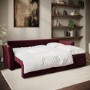 GRADE A1 - Burgundy Velvet 3 Seater Futon Sofa Bed with Storage - Gaia