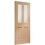 GRADE A1 - Internal Oak Glazed Victorian 4-Panel Door with Clear Bevelled Glass - Unfinished - 2040 x 726 x 40mm - Victoria - XL Joinery