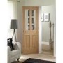 GRADE A1 - Internal Oak Glazed Victorian 4-Panel Door with Clear Bevelled Glass - Unfinished - 2040 x 726 x 40mm - Victoria - XL Joinery