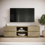 GRADE A1 - Large Oak Ribbed TV Stand with Storage - TV's up to 70" - Hazel