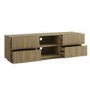 GRADE A1 - Large Oak Ribbed TV Stand with Storage - TV's up to 70" - Hazel