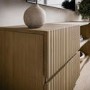 GRADE A1 - Large Oak Ribbed TV Stand with Storage - TV's up to 70" - Hazel