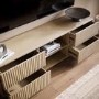 GRADE A1 - Large Oak Ribbed TV Stand with Storage - TV's up to 70" - Hazel