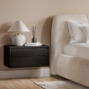 A1/HIR002 ONLY OPENED - Wide Black Floating Bedside Table with Storage - Hiro