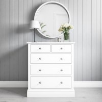 GRADE A1 - Harper White Solid Wood 2+3 Chest of Drawers