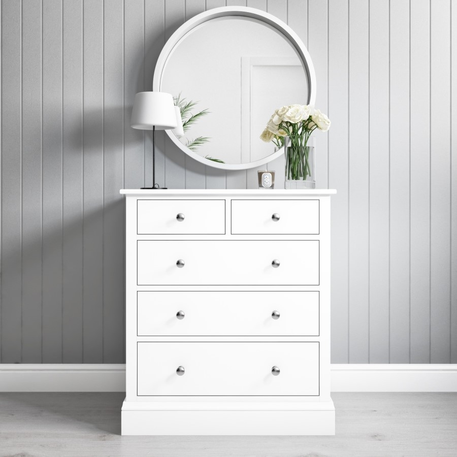 GRADE A1 - Harper White Solid Wood 2+3 Chest of Drawers