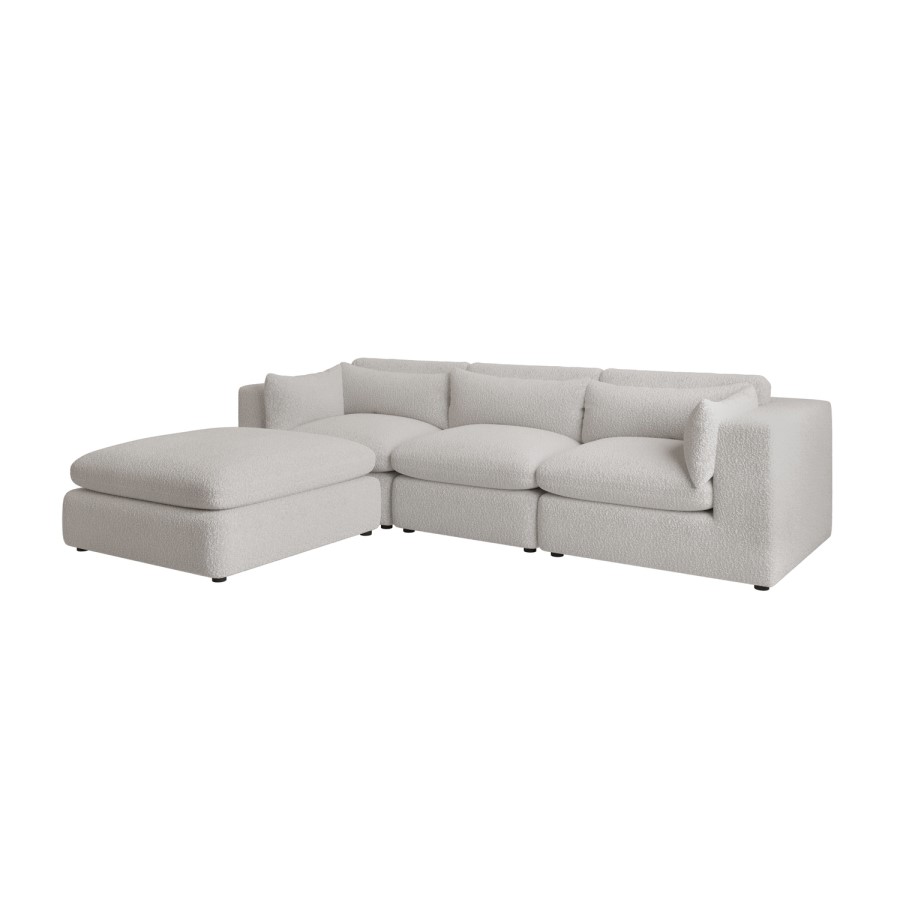 ONLY OPENED - Large Beige Boucle Reversible 4 Seater L Shaped Sofa - Hudson