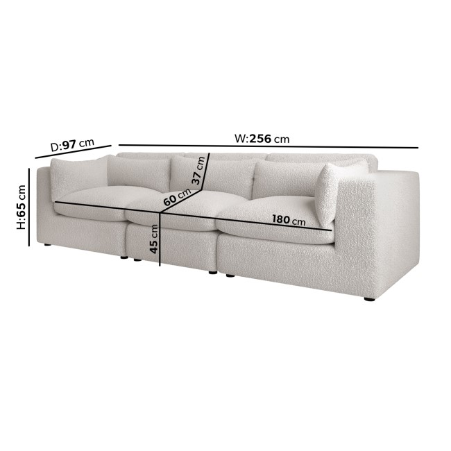 Beige Boucle 4 Seater Sofa - Hudson