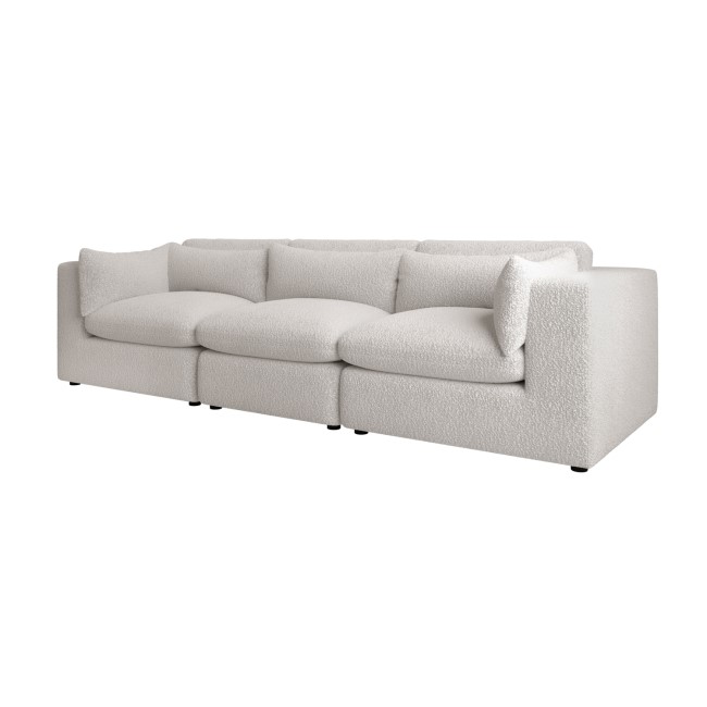 Beige Boucle 4 Seater Sofa - Hudson