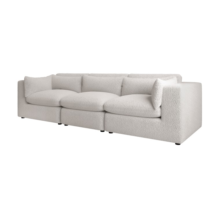 ONLY OPENED - Beige Boucle 4 Seater Sofa - Hudson