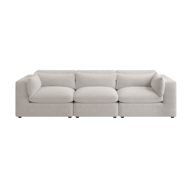 Beige Boucle 4 Seater Sofa - Hudson