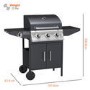 Boss Grill Georgia Classic - 3 Burner Gas BBQ Grill with Side Burner - Black