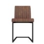 GRADE A1 - Issac Pair of Industrial Dining Chairs- Vintage Tan Faux Leather 