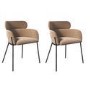 ONLY OPENED - Set of 2 Beige Velvet Curved Dining Chairs - Isla