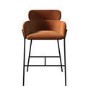ONLY OPENED - Burnt Orange Velvet Curved Kitchen Stool with Back - Isla