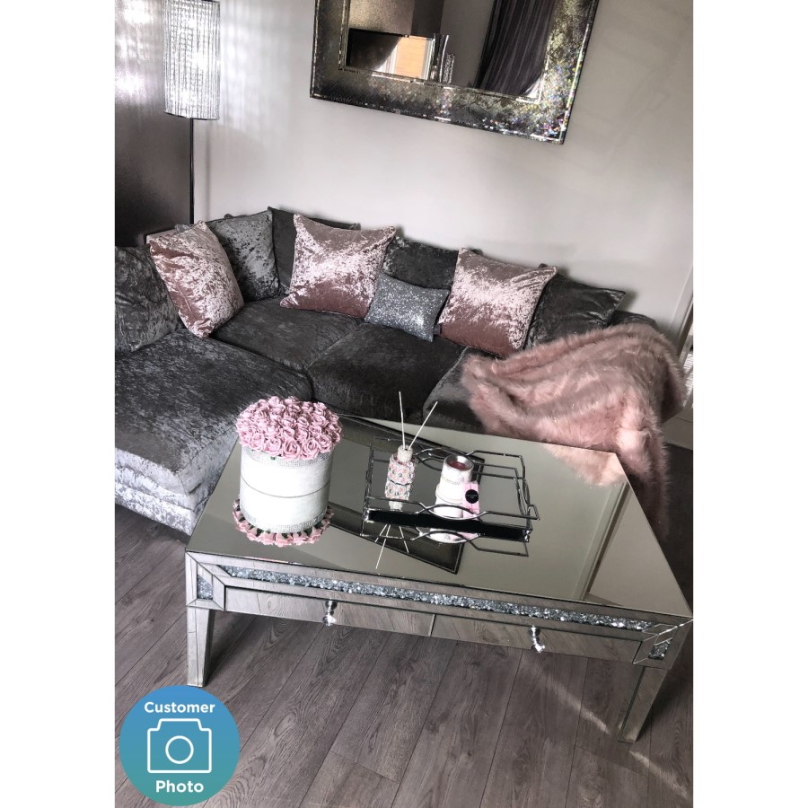 GRADE A2 - Mirrored Coffee Table with Drawers & Crystal Finish - Jade Boutique