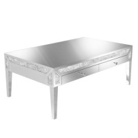 GRADE A2 - Mirrored Coffee Table with Drawers & Crystal Finish - Jade Boutique