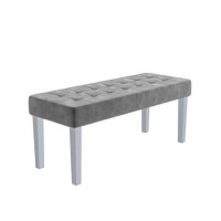 GRADE A2 - Grey Velvet Dining Bench with Chrome Legs - Jade Boutique 