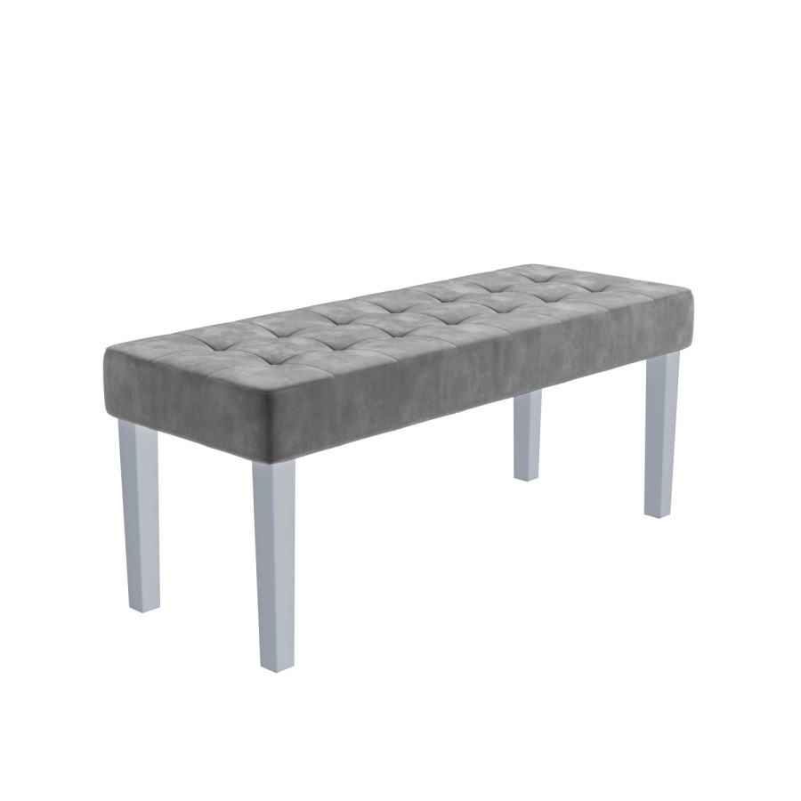 GRADE A2 - Grey Velvet Dining Bench with Chrome Legs - Jade Boutique 
