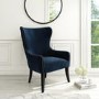 GRADE A2 - Navy Blue Velvet Armchair with Black Legs and Brass Studs - Jade Boutique